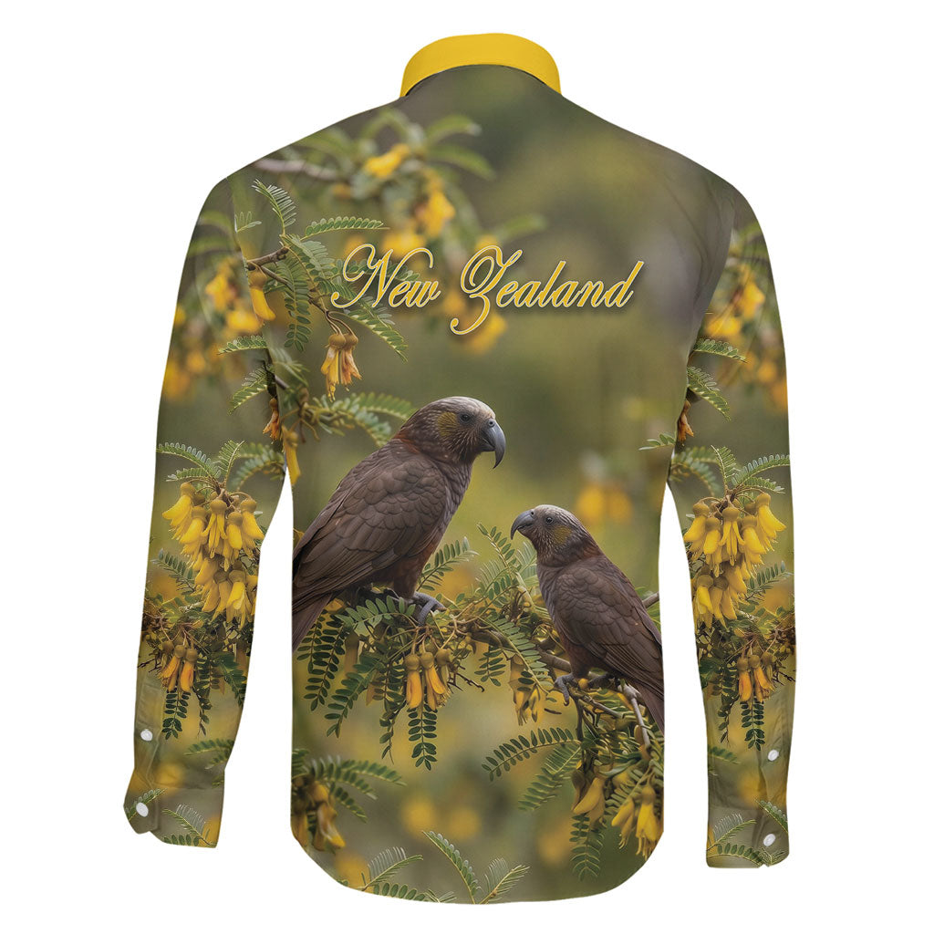 New Zealand Kaka Bird Family Matching Puletasi and Hawaiian Shirt Kowhai Flower Landscape Style LT22 - Polynesian Pride