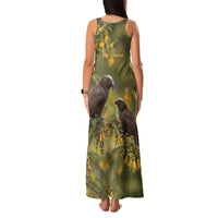 New Zealand Kaka Bird Family Matching Tank Maxi Dress and Hawaiian Shirt Kowhai Flower Landscape Style LT22 - Polynesian Pride