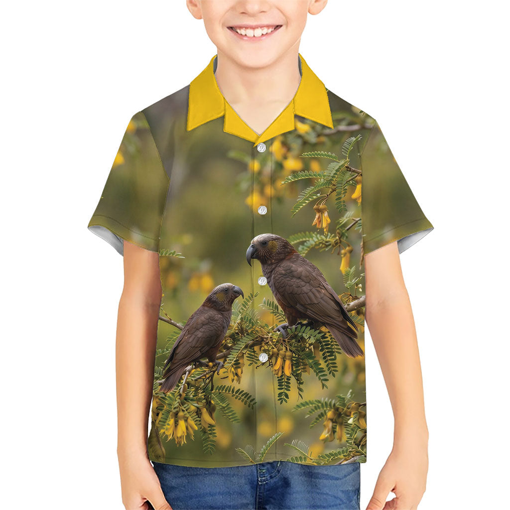 New Zealand Kaka Bird Hawaiian Shirt Kowhai Flower Landscape Style LT22 - Polynesian Pride