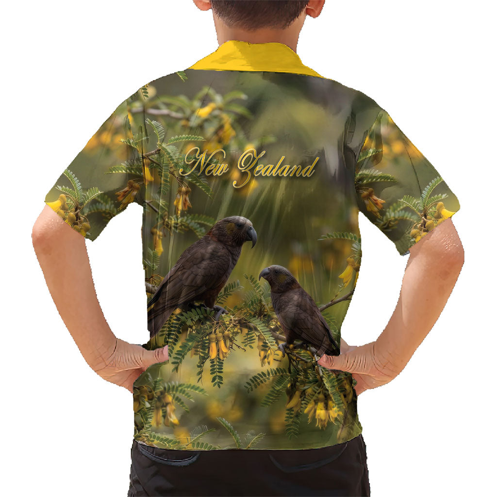 New Zealand Kaka Bird Kid Hawaiian Shirt Kowhai Flower Landscape Style LT22 - Polynesian Pride