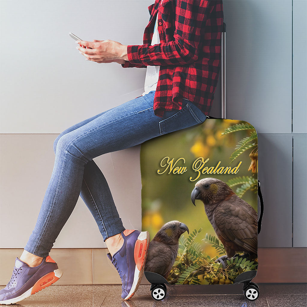 New Zealand Kaka Bird Luggage Cover Kowhai Flower Landscape Style LT22 - Polynesian Pride