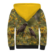 New Zealand Kaka Bird Sherpa Hoodie Kowhai Flower Landscape Style LT22 - Polynesian Pride