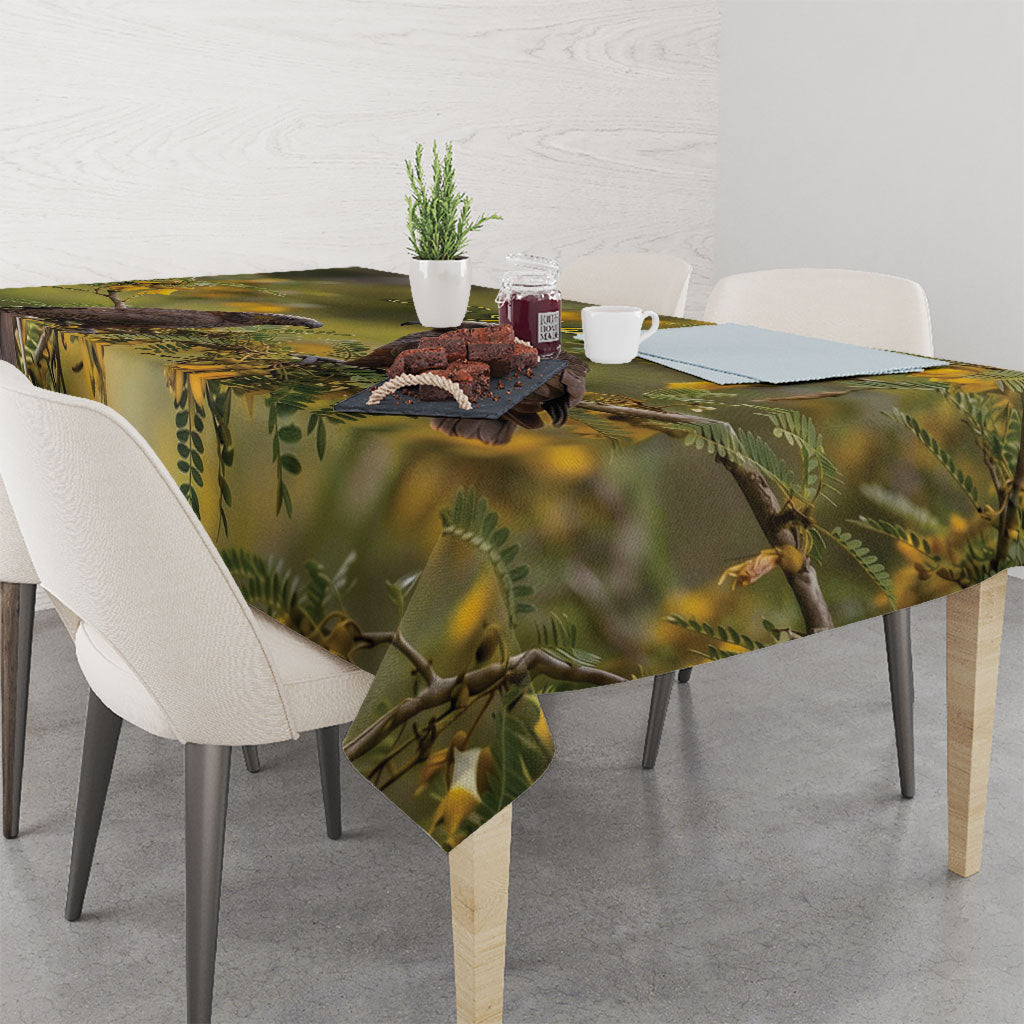 New Zealand Kaka Bird Tablecloth Kowhai Flower Landscape Style