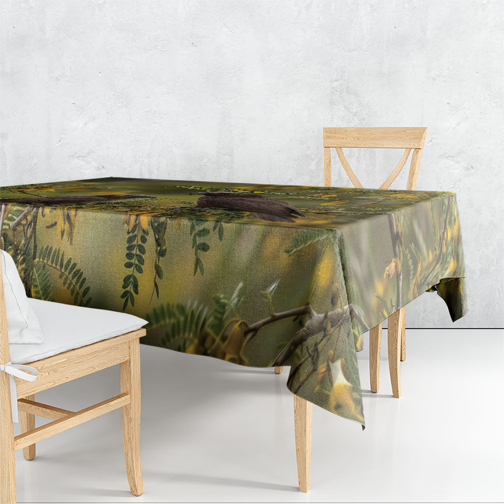 New Zealand Kaka Bird Tablecloth Kowhai Flower Landscape Style