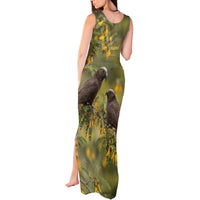 New Zealand Kaka Bird Tank Maxi Dress Kowhai Flower Landscape Style LT22 - Polynesian Pride