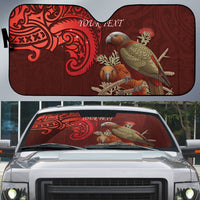 New Zealand Kaka Bird Personalised Auto Sun Shade Pohutukawa Matariki Maori Pattern