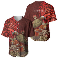 New Zealand Kaka Bird Personalised Baseball Jersey Pohutukawa Matariki Maori Pattern