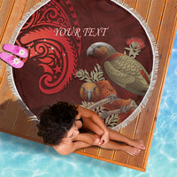 New Zealand Kaka Bird Personalised Beach Blanket Pohutukawa Matariki Maori Pattern