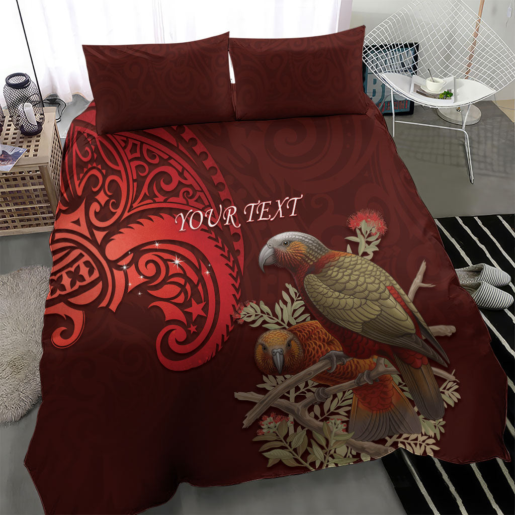 New Zealand Kaka Bird Personalised Bedding Set Pohutukawa Matariki Maori Pattern LT22 - Polynesian Pride