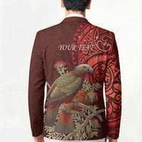 New Zealand Kaka Bird Personalised Blazer Pohutukawa Matariki Maori Pattern