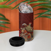 New Zealand Kaka Bird Personalised 4 in 1 Can Cooler Tumbler Pohutukawa Matariki Maori Pattern LT22 - Polynesian Pride