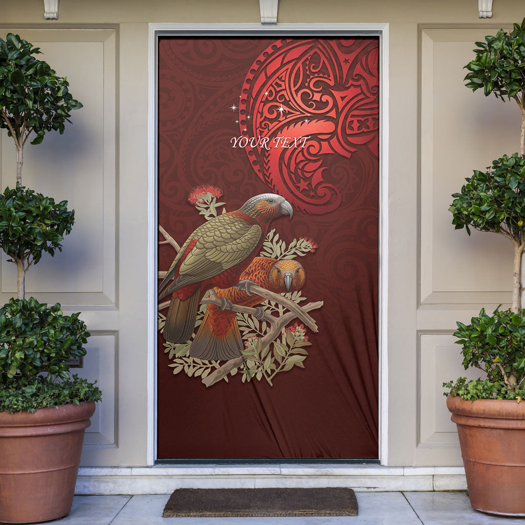New Zealand Kaka Bird Personalised Door Cover Pohutukawa Matariki Maori Pattern