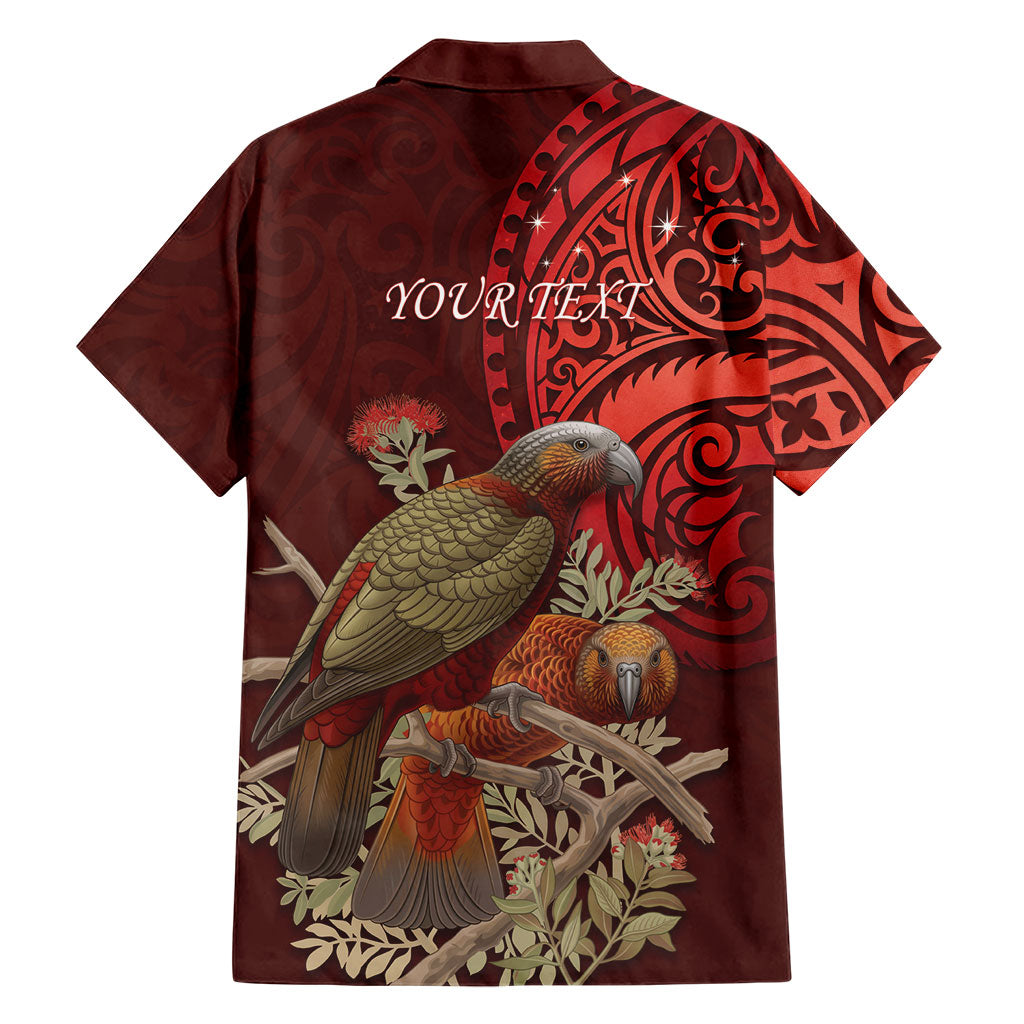 New Zealand Kaka Bird Personalised Family Matching Off Shoulder Maxi Dress and Hawaiian Shirt Pohutukawa Matariki Maori Pattern LT22 - Polynesian Pride