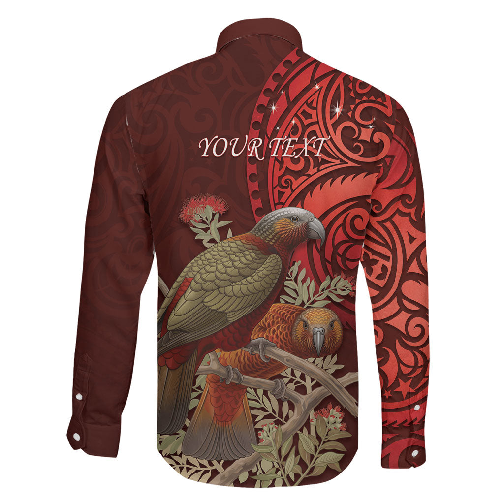 New Zealand Kaka Bird Personalised Family Matching Off Shoulder Maxi Dress and Hawaiian Shirt Pohutukawa Matariki Maori Pattern LT22 - Polynesian Pride