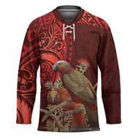 New Zealand Kaka Bird Personalised Hockey Jersey Pohutukawa Matariki Maori Pattern