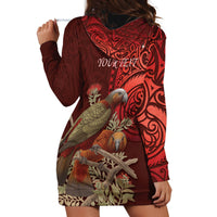 New Zealand Kaka Bird Personalised Hoodie Dress Pohutukawa Matariki Maori Pattern LT22 - Polynesian Pride