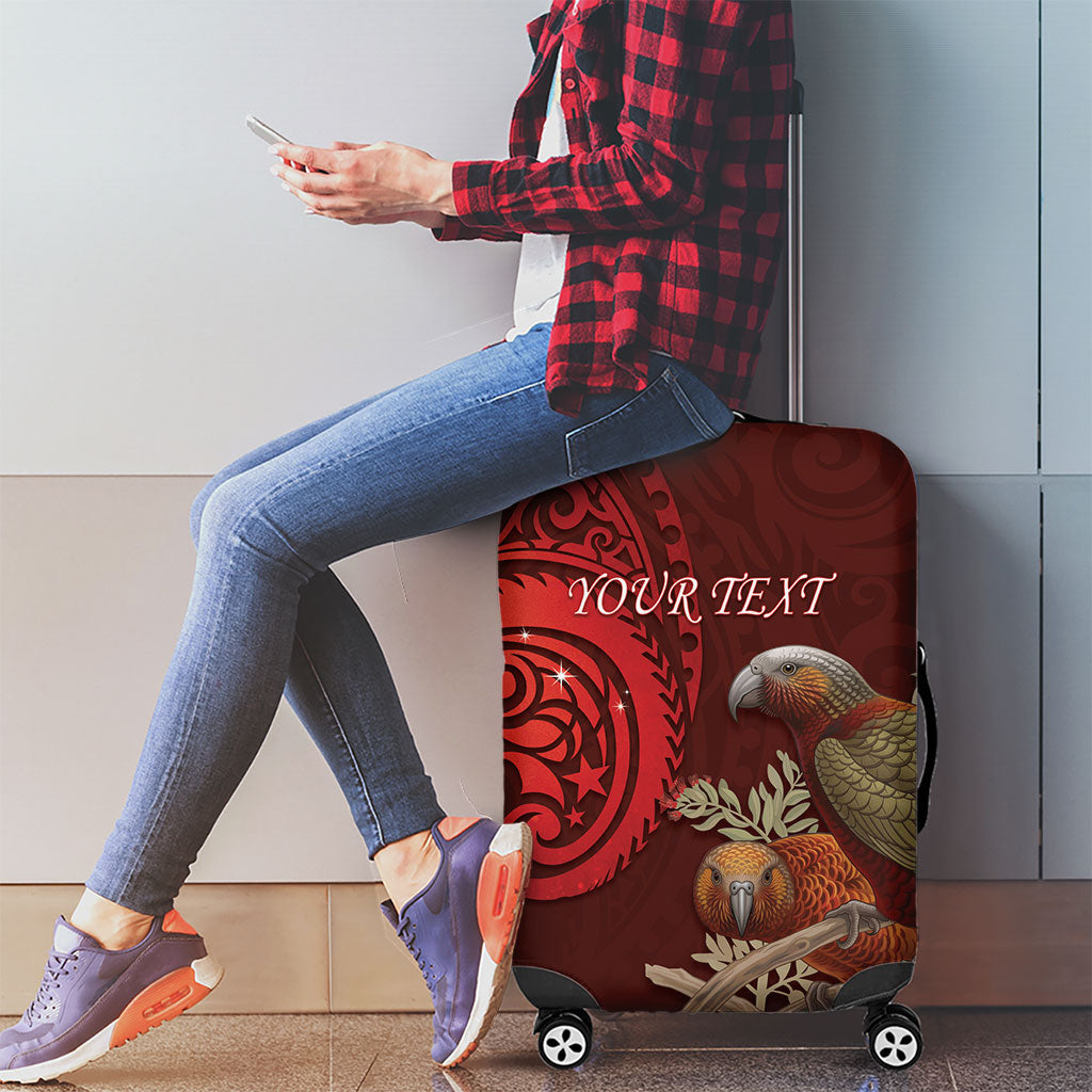 New Zealand Kaka Bird Personalised Luggage Cover Pohutukawa Matariki Maori Pattern
