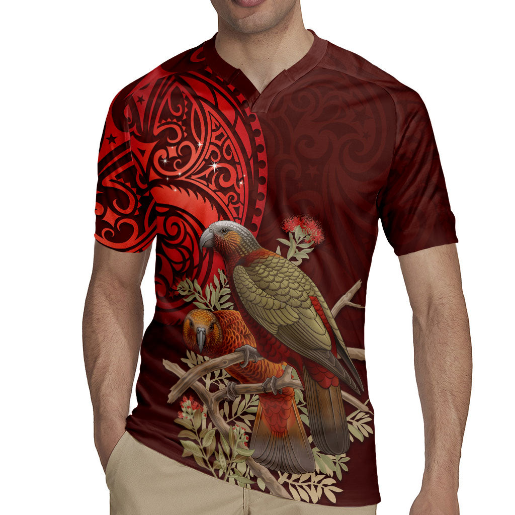 New Zealand Kaka Bird Personalised Rugby Jersey Pohutukawa Matariki Maori Pattern
