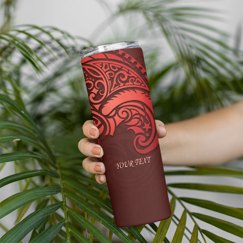 New Zealand Kaka Bird Personalised Skinny Tumbler Pohutukawa Matariki Maori Pattern LT22 - Polynesian Pride