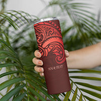 New Zealand Kaka Bird Personalised Skinny Tumbler Pohutukawa Matariki Maori Pattern LT22 - Polynesian Pride