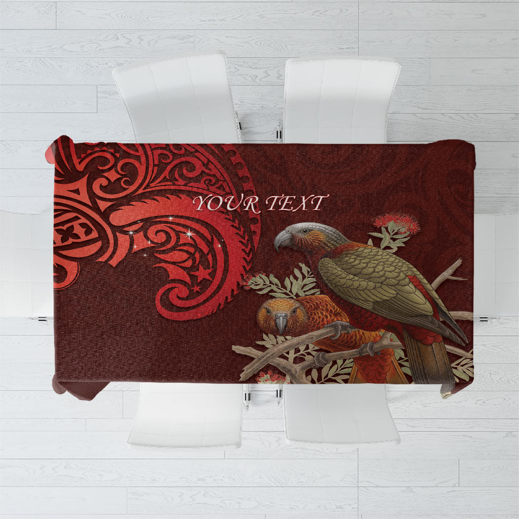 New Zealand Kaka Bird Personalised Tablecloth Pohutukawa Matariki Maori Pattern LT22 Red - Polynesian Pride
