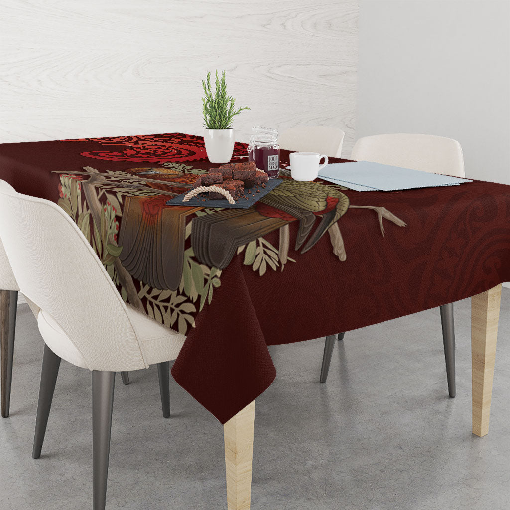 New Zealand Kaka Bird Personalised Tablecloth Pohutukawa Matariki Maori Pattern LT22 - Polynesian Pride