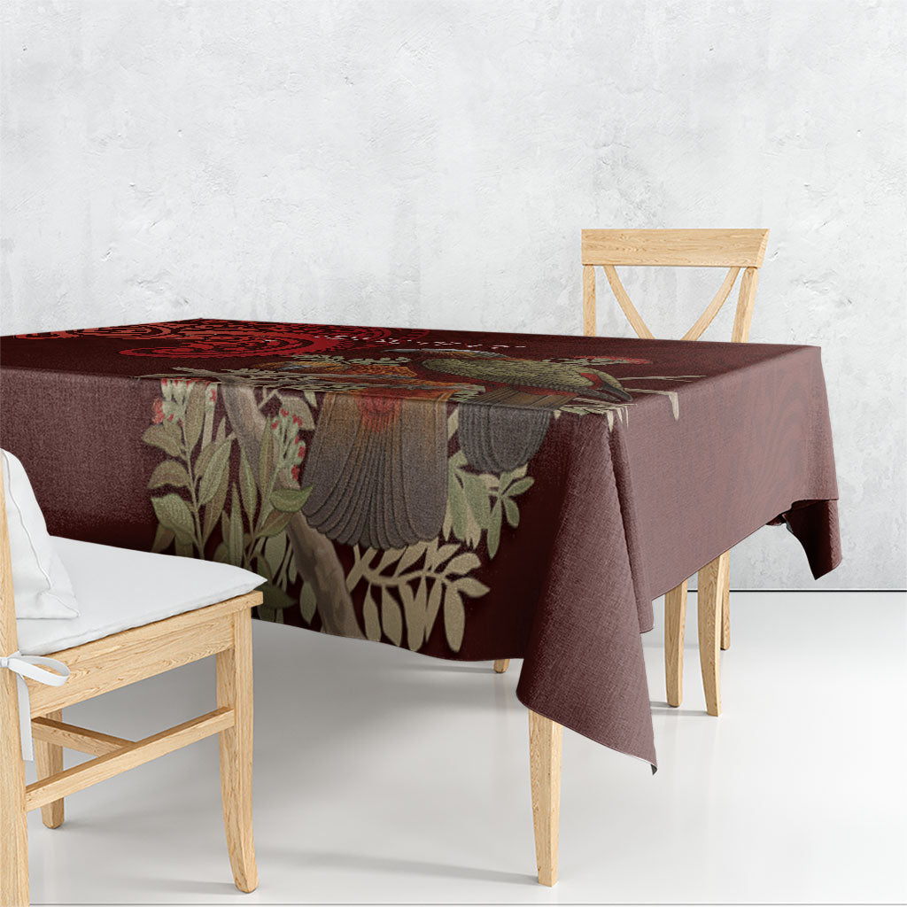 New Zealand Kaka Bird Personalised Tablecloth Pohutukawa Matariki Maori Pattern LT22 - Polynesian Pride