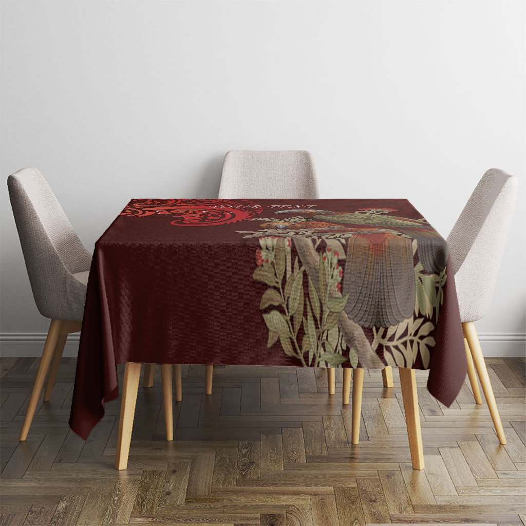 New Zealand Kaka Bird Personalised Tablecloth Pohutukawa Matariki Maori Pattern LT22 - Polynesian Pride
