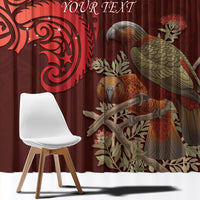 New Zealand Kaka Bird Personalised Window Curtain Pohutukawa Matariki Maori Pattern