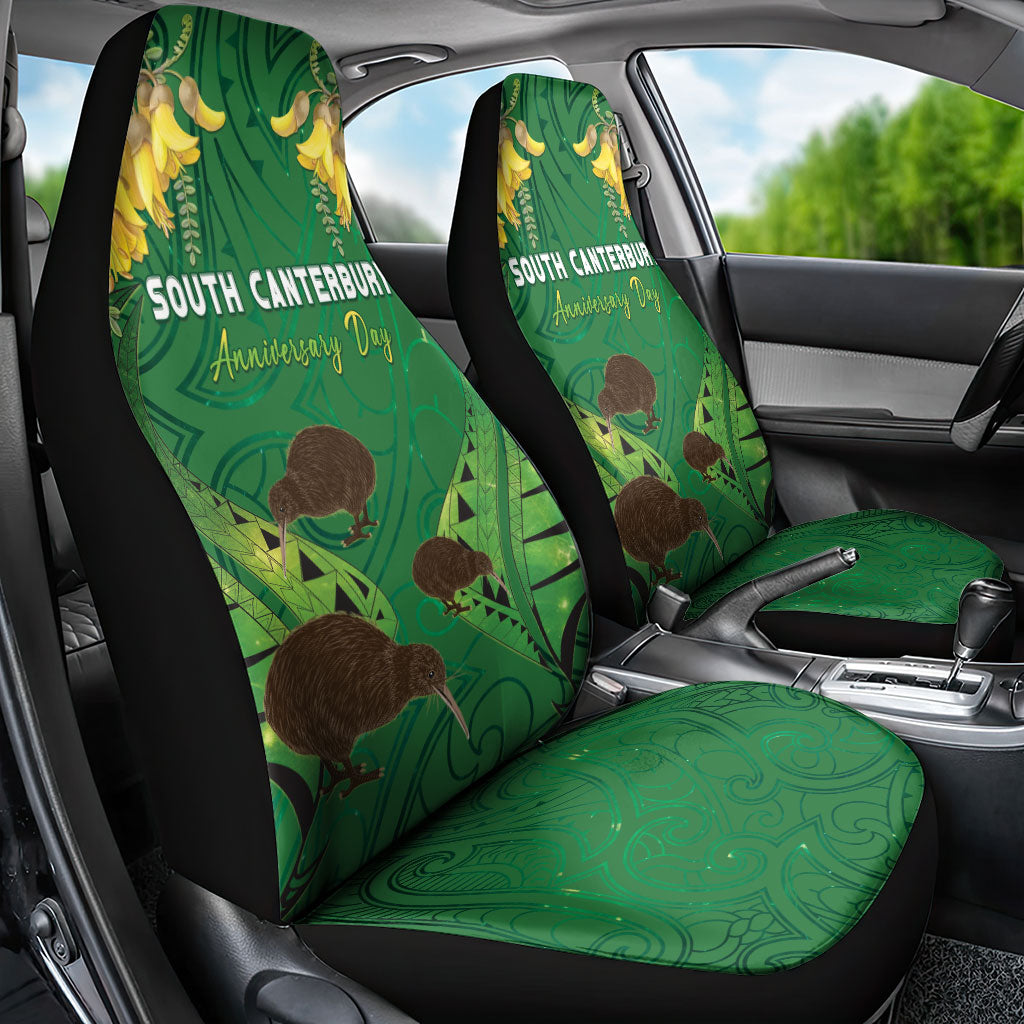South Canterbury Anniversary Day Car Seat Cover Kiwi Kowhai Silver Fern Maori Pattern LT22 - Polynesian Pride