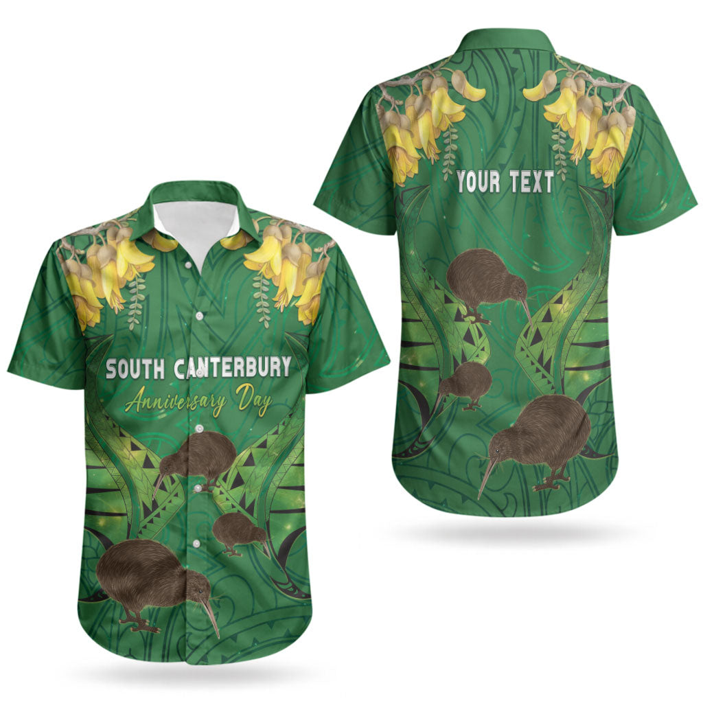 Personalised South Canterbury Anniversary Day Couples Matching Puletasi and Hawaiian Shirt Kiwi Kowhai Silver Fern Maori Pattern LT22 - Polynesian Pride