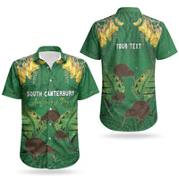 Personalised South Canterbury Anniversary Day Couples Matching Puletasi and Hawaiian Shirt Kiwi Kowhai Silver Fern Maori Pattern LT22 - Polynesian Pride