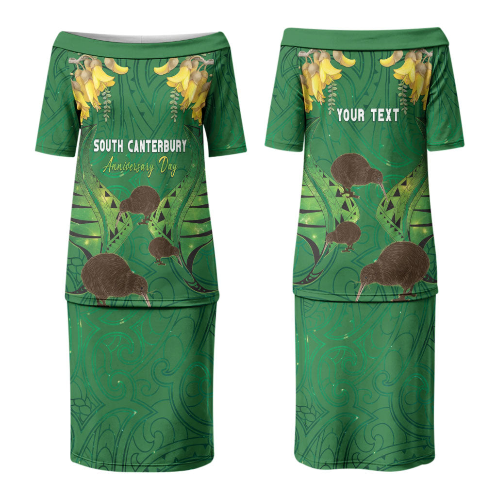 Personalised South Canterbury Anniversary Day Couples Matching Puletasi and Hawaiian Shirt Kiwi Kowhai Silver Fern Maori Pattern LT22 - Polynesian Pride