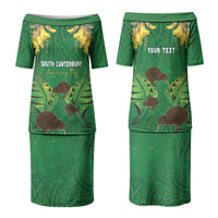 Personalised South Canterbury Anniversary Day Couples Matching Puletasi and Hawaiian Shirt Kiwi Kowhai Silver Fern Maori Pattern LT22 - Polynesian Pride