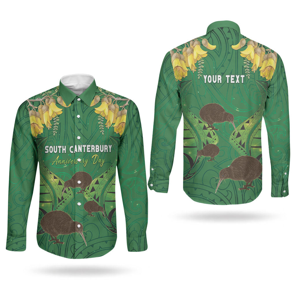 Personalised South Canterbury Anniversary Day Couples Matching Tank Maxi Dress and Long Sleeve Button Shirt Kiwi Kowhai Silver Fern Maori Pattern LT22 - Polynesian Pride