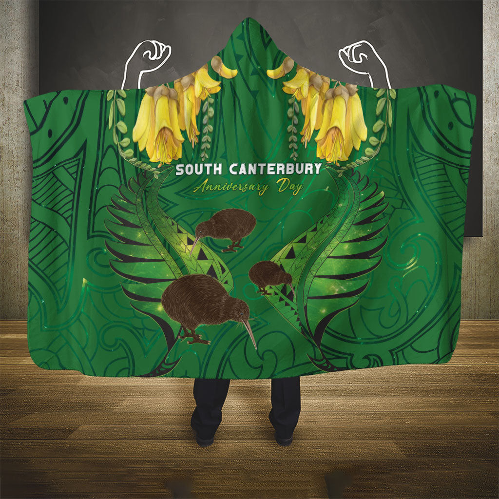 South Canterbury Anniversary Day Hooded Blanket Kiwi Kowhai Silver Fern Maori Pattern LT22 - Polynesian Pride