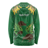 Personalised South Canterbury Anniversary Day Long Sleeve Shirt Kiwi Kowhai Silver Fern Maori Pattern LT22 - Polynesian Pride