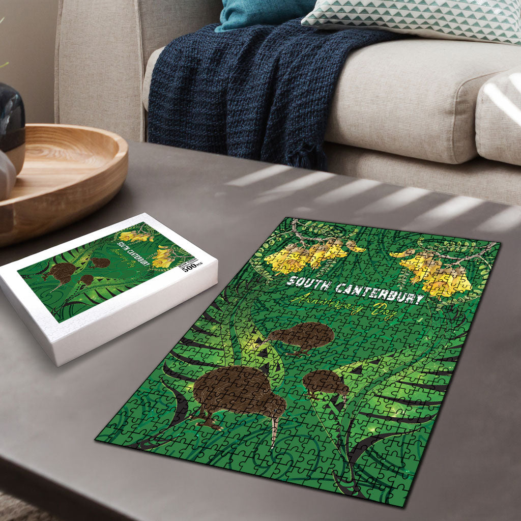 South Canterbury Anniversary Day Puzzle Kiwi Kowhai Silver Fern Maori Pattern LT22 - Polynesian Pride