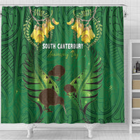 South Canterbury Anniversary Day Shower Curtain Kiwi Kowhai Silver Fern Maori Pattern LT22 - Polynesian Pride