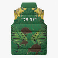 Personalised South Canterbury Anniversary Day Sleeveless Puffer Jacket Kiwi Kowhai Silver Fern Maori Pattern LT22 - Polynesian Pride