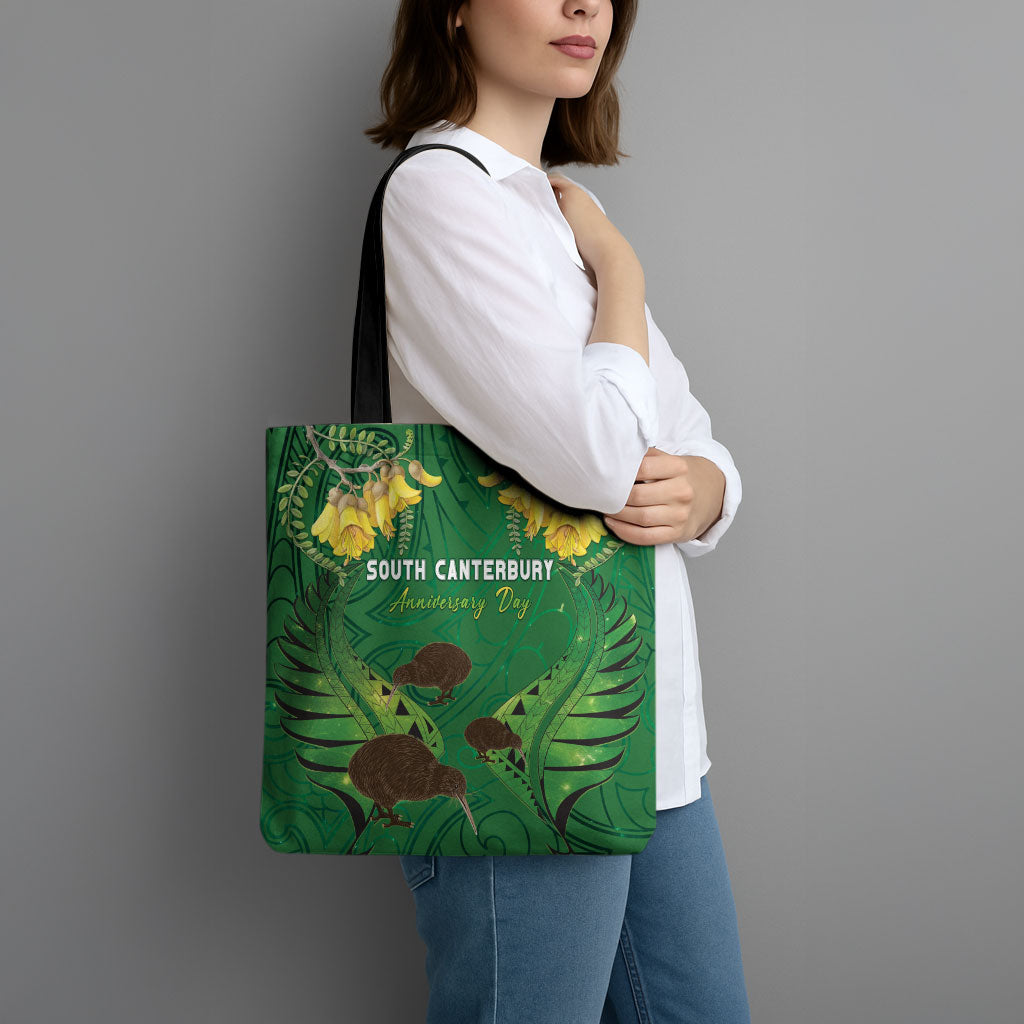 South Canterbury Anniversary Day Tote Bag Kiwi Kowhai Silver Fern Maori Pattern LT22 - Polynesian Pride