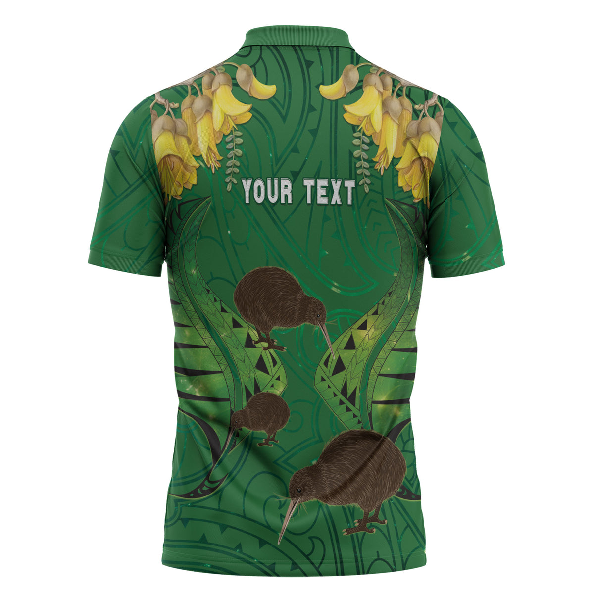 Personalised South Canterbury Anniversary Day Zipper Polo Shirt Kiwi Kowhai Silver Fern Maori Pattern LT22 - Polynesian Pride