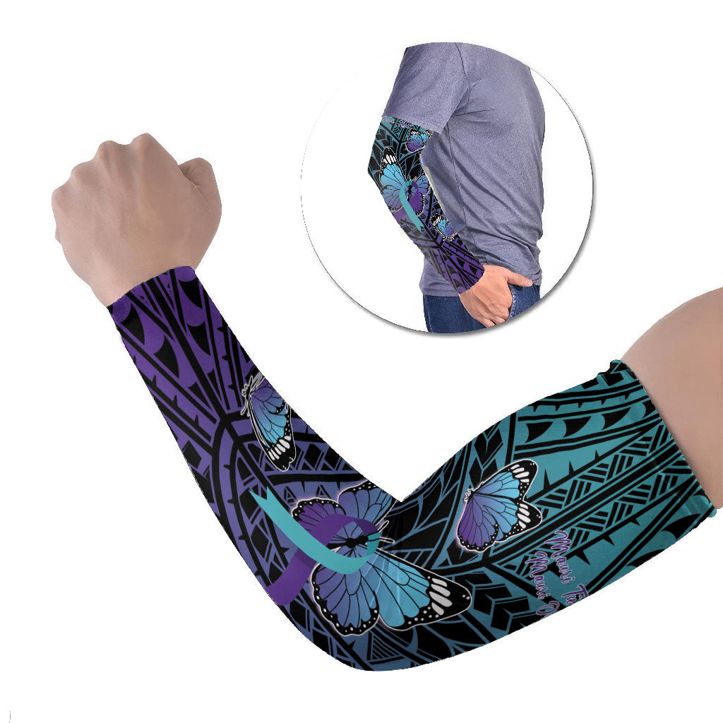 Personalised New Zealand Suicide Prevention Month Arm Sleeves Maori Mauri Tu Mauri Ora Polynesian Pattern