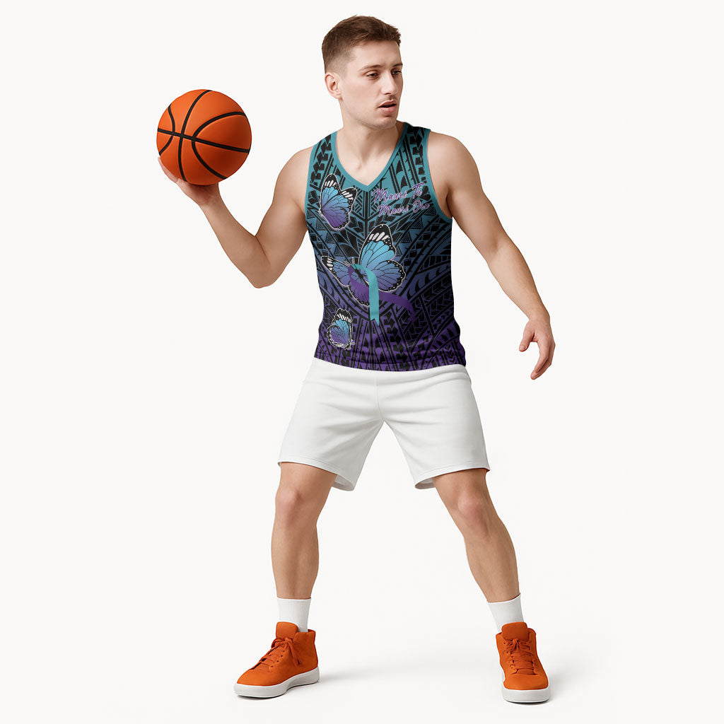 Personalised New Zealand Suicide Prevention Month Basketball Jersey Maori Mauri Tu Mauri Ora Polynesian Pattern LT22 - Polynesian Pride
