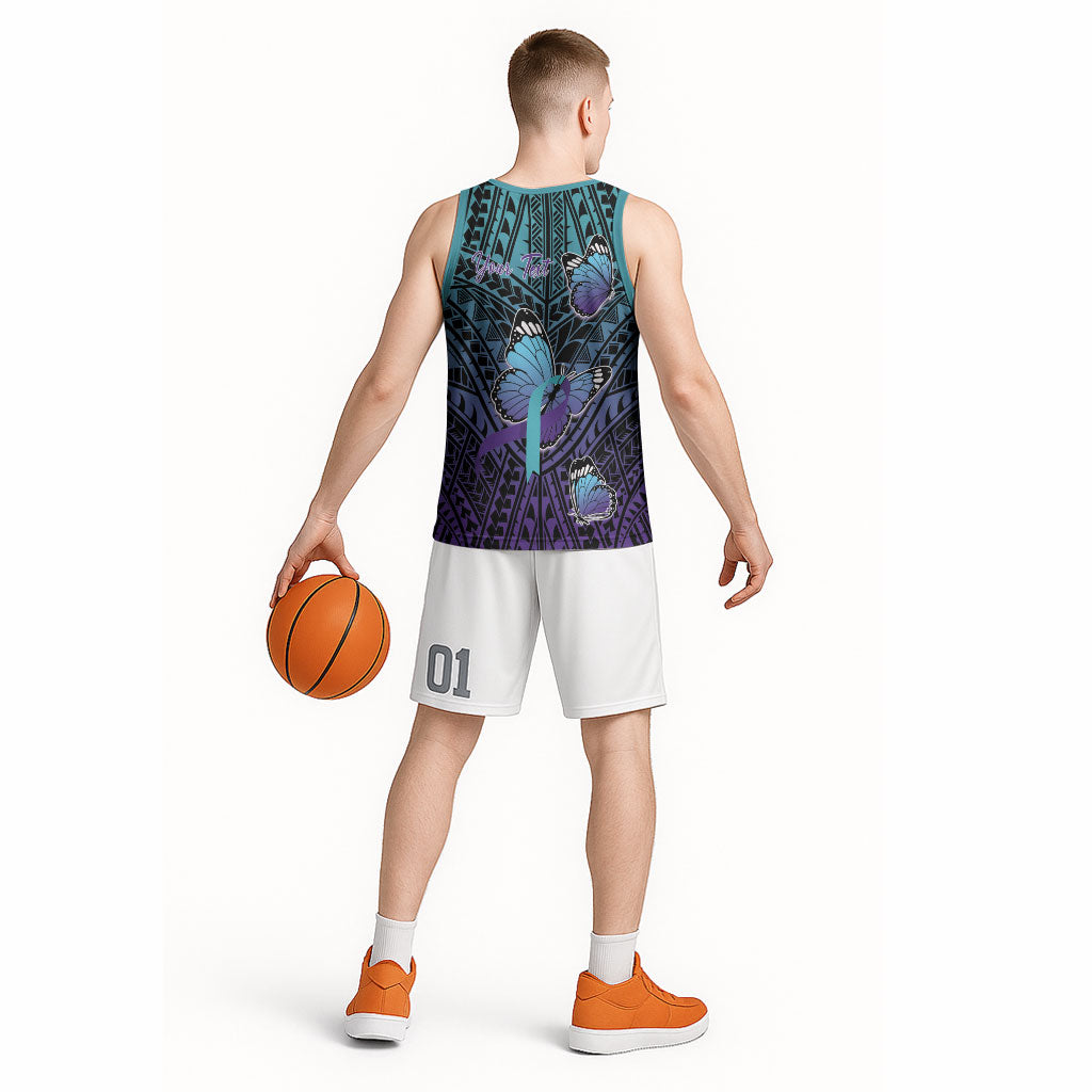Personalised New Zealand Suicide Prevention Month Basketball Jersey Maori Mauri Tu Mauri Ora Polynesian Pattern LT22 - Polynesian Pride