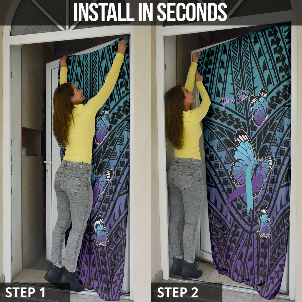 Personalised New Zealand Suicide Prevention Month Door Cover Maori Mauri Tu Mauri Ora Polynesian Pattern LT22 - Polynesian Pride