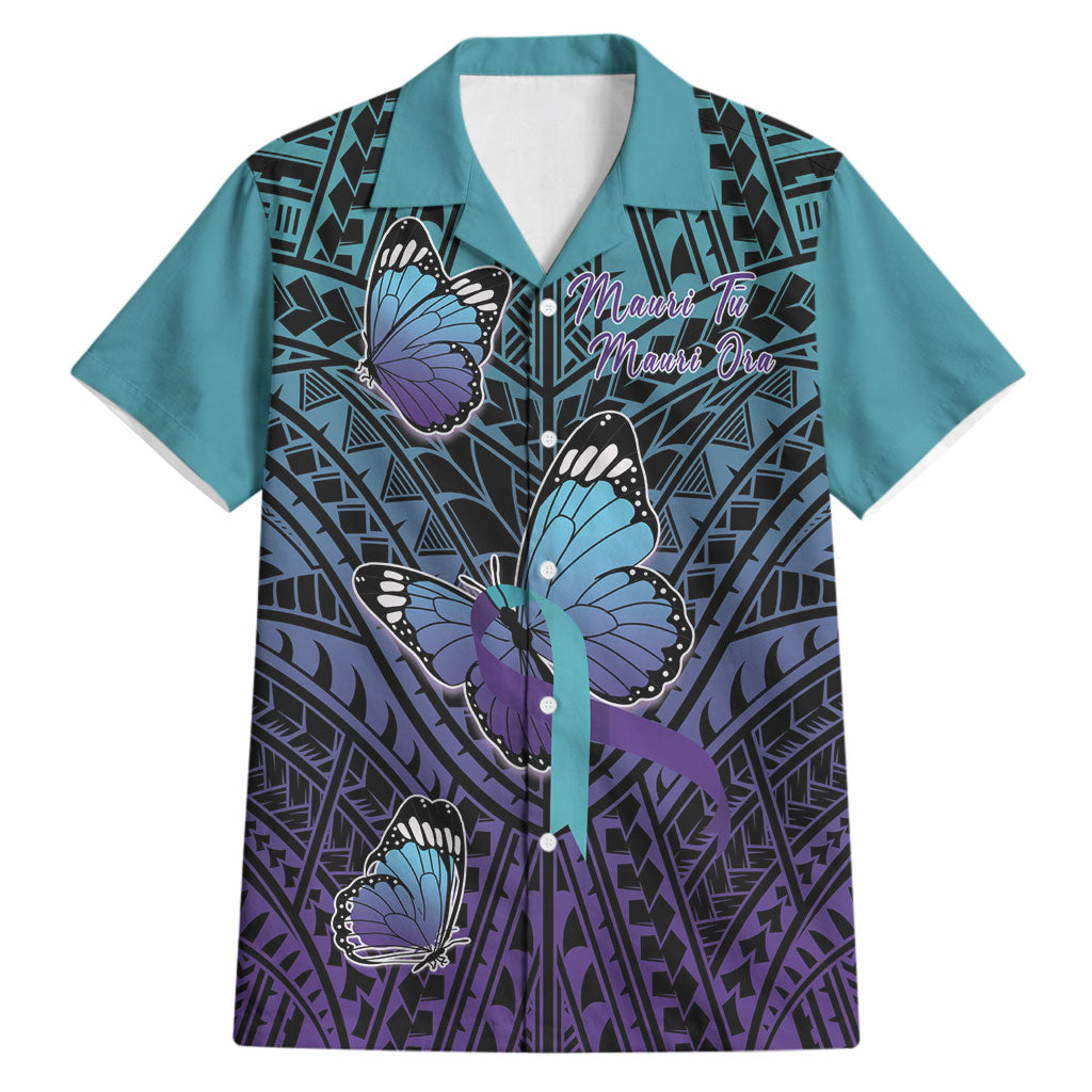 Personalised New Zealand Suicide Prevention Month Hawaiian Shirt Maori Mauri Tu Mauri Ora Polynesian Pattern LT22 Teal - Polynesian Pride