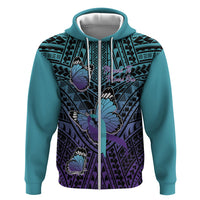 Personalised New Zealand Suicide Prevention Month Hoodie Maori Mauri Tu Mauri Ora Polynesian Pattern LT22 Zip Hoodie Teal - Polynesian Pride