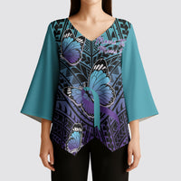 Personalised New Zealand Suicide Prevention Month Kimono Sleeve Blouse Maori Mauri Tu Mauri Ora Polynesian Pattern LT22 - Polynesian Pride
