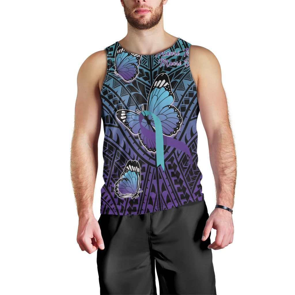 Personalised New Zealand Suicide Prevention Month Men Tank Top Maori Mauri Tu Mauri Ora Polynesian Pattern LT22 - Polynesian Pride
